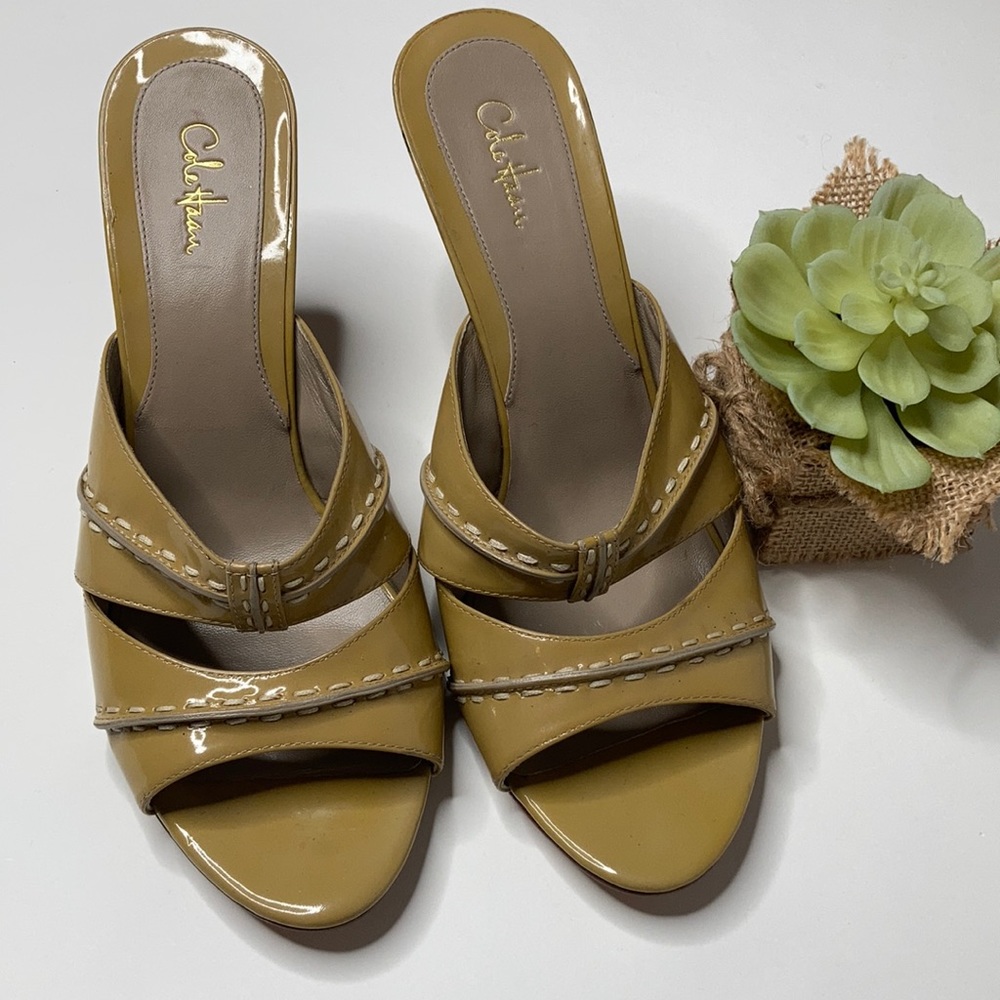 Cole Haan Patten Leather Wedge Sandals Sz: 10.5B - Picture 2 of 11